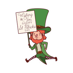 wishing you a happy st patrick`s day label with leprechaun character