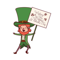 wishing you a happy st patrick`s day label with leprechaun character