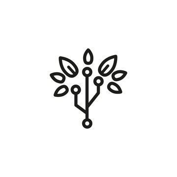 Tree Tech Line Icon