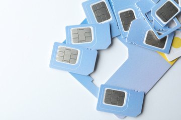 Sim cards on white background
