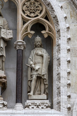 Statue of St. Ladislaus the king on the facade of the Zagreb Cathedral