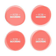 Set, collection of colorful vector abstract round frames, backgrounds with color of the year 2019, living coral.