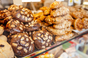 cereal cookie and biscuits with seeds in bakery shop