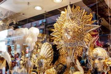 23 OCTOBER 2018, VENICE, ITALY: Traditional venetian mask for sale in shop
