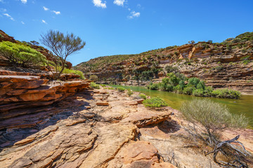 Fototapeta na wymiar Hiking natures window loop trail, kalbarri national park, western australia 35