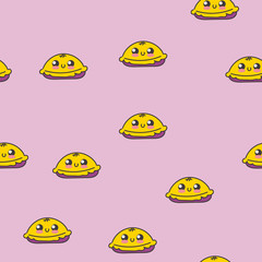 Seamless pattern with sweet kawaii characters. Vector