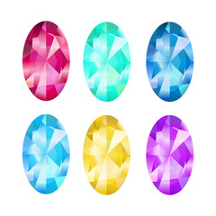 Collection jewelry. Gem vector emerald, sardius, sapphire, topaz. Game icon on a white background.