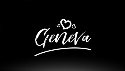 geneva black and white city hand written text with heart logo