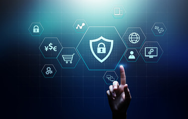 Cyber Protection Data Security Internet Privacy Internet technology concept on virtual screen.