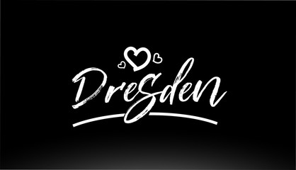 dresden black and white city hand written text with heart logo