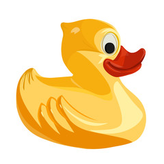 Yellow rubber duck. Vector illustration.