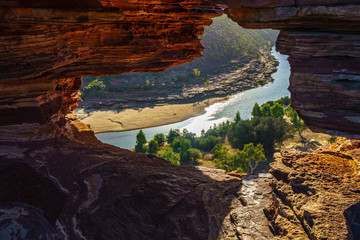 sun over natures window loop trail, kalbarri national park, western australia 10