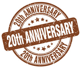 20th anniversary brown grunge stamp