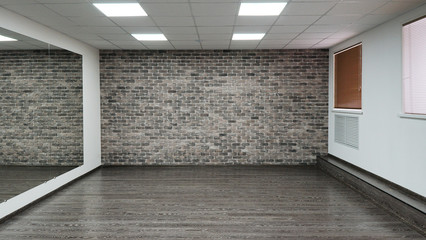An empty modern hall for dance classes or fitness studio