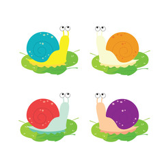 Four colorful snails