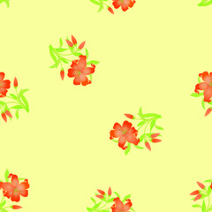 Naklejka premium Seamless floral pattern background with Lily flower and leaves