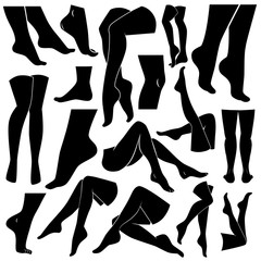Obraz premium Legs and feet of woman. Vector icon set. 