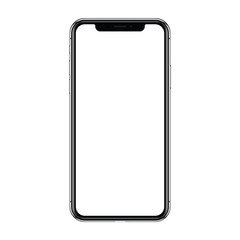 New version of black slim smartphone X with blank screen isolated on a white background. Realistic vector illustration EPS 10