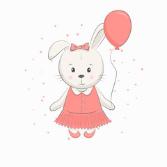 Cute vector illustration with bunny baby for baby wear and invitation card.