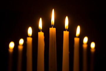 Candles on Dark Background for Thanksgiving, Valentines Day, Happy Birthday, Memorials, Festive, Christmas and Romance