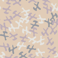 Urban UFO camouflage of various shades of beige, blue, purple and white colors