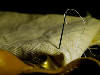 still life of old sailmaker's tools