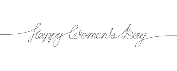 Happy women's day. One line drawing of phrase.