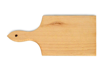 Wooden cutting board isolated on white background