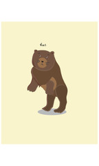 Brown standing bear cartoon character vector