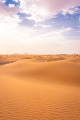 Fototapeta na wymiar Beautiful landscape of the Sahara Desert, erg Chebbi, Merzouga, morocco