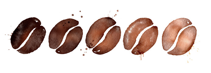 Aquarellillustration der Kaffeeröststufen © Sonya illustration