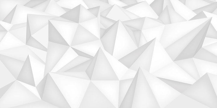 Low polygon shapes, light background, white crystals, triangles mosaic, creative origami wallpaper, templates vector design