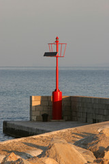 A red lighthouse