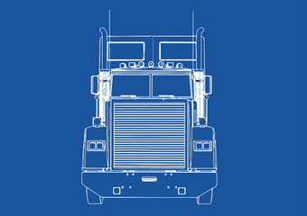 truck drawing on blue background vector