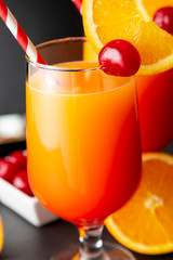 Cold tequila sunrise cocktails