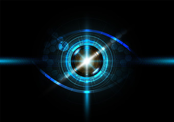 Futuristic eye detection technology concept with binary code vector illustration