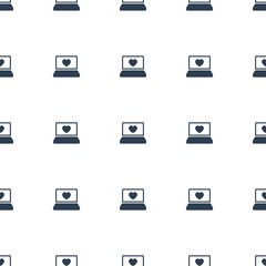 laptop with heart icon pattern seamless white background