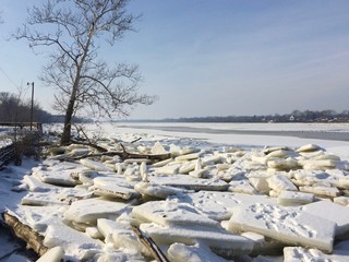 winter landscape with river and trees
