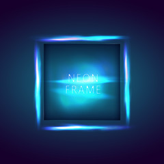 Neon sign. Square frame with glowing and light. Neon abstract background. vector banner for text