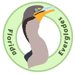 Florida Everglades National Park Cormorant Detailed Vector Design - Logo, Bumper Sticker Idea
