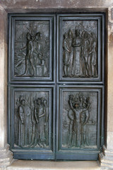 Door of the Cathedral of St James. UNESCO World Heritage Site. - Sibenik, Croatia.