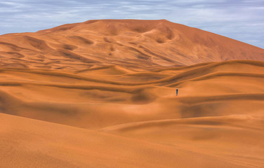 Fototapeta na wymiar The beauty of the sand dunes in the Sahara Desert in Morocco