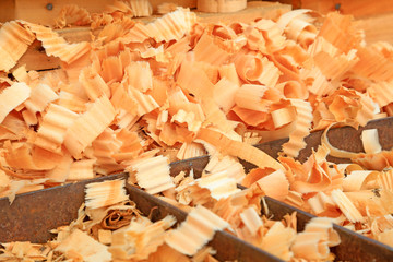 piles of wood shavings
