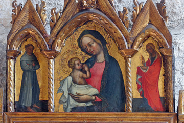 Virgin Mary with baby Jesus, St. Francis and St. Mary Magdalen