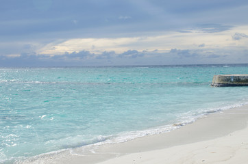 Fototapeta na wymiar The Indian Ocean on Maldives after a rain