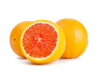 fresh blood orange isolated on white background.