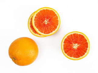 fresh blood orange isolated on white background.