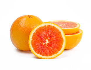fresh blood orange isolated on white background.