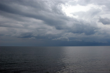 View of sky and sea few minutes before storm.