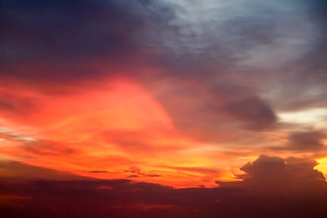 Naklejka na ściany i meble Eternal flame cloud and evening sky and ray light of sunset